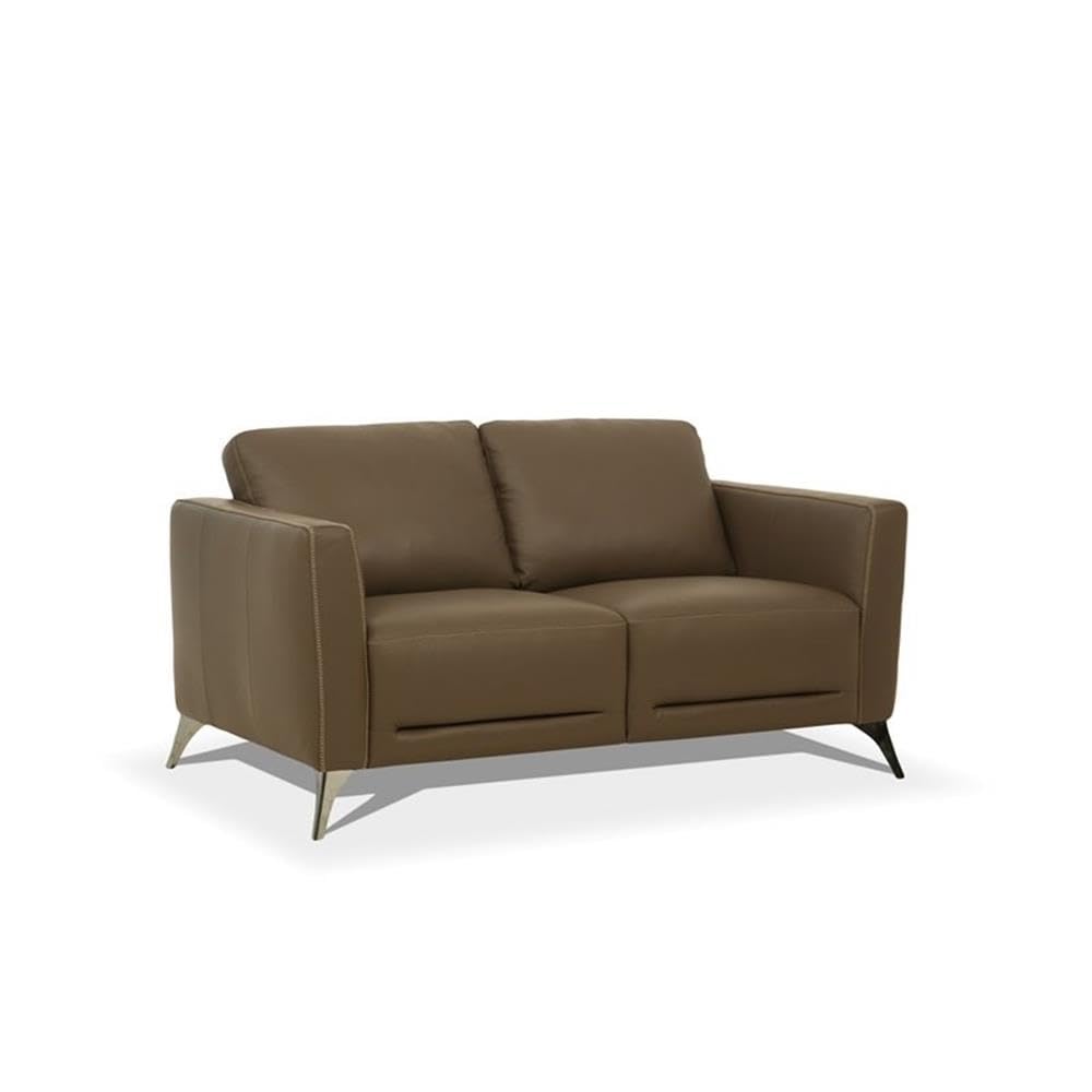 Acme Malaga Leather Loveseat In Espresso